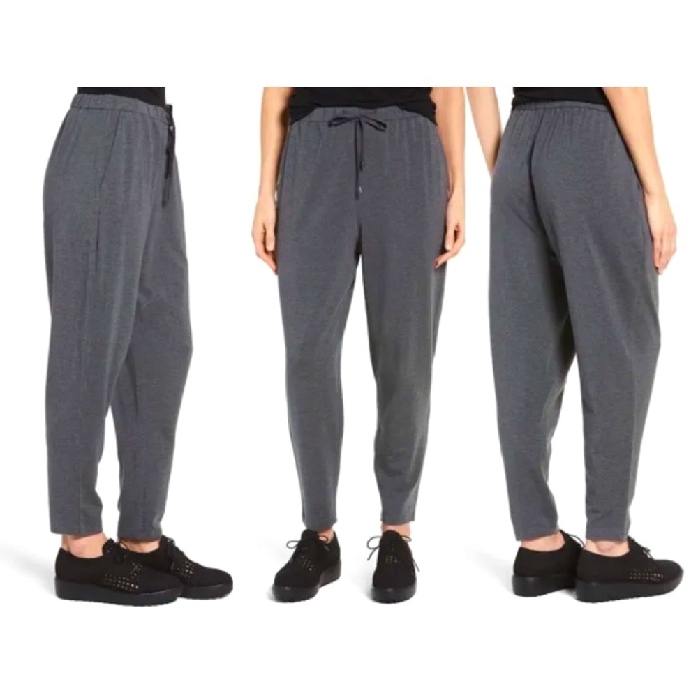 198.00 NWT Eileen Fisher XL Ash Slouchy Ankle Pant Cozy Tencel Stretch Jersey